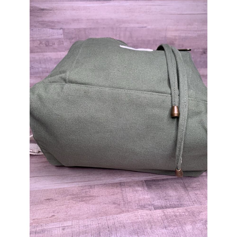 Hindbag Unisex Eliot olive green canvas Backpack bag with charm - Picture 6 of 13